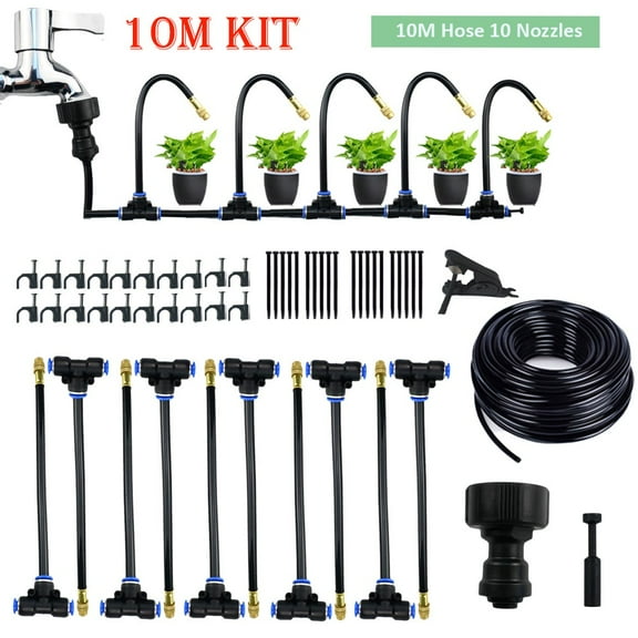 Drip Irrigation Kit Universal Nozzle | Automatic Watering System 10m/15m/20m Hose | Adjustable Spray | Water-Saving Design | Easy DIY Install for Garden, Lawn, Patio