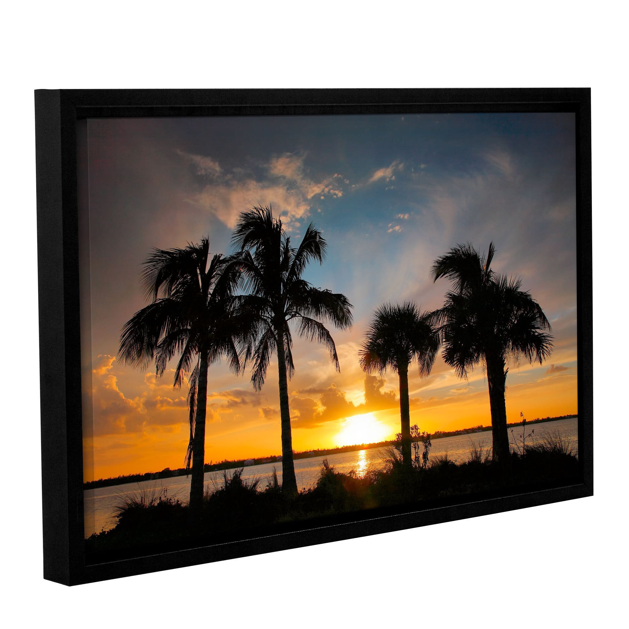 ArtWall Steve Ainsworth "Tropical Sunset" Gallery-Wrapped Floater-Framed Canvas