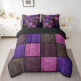 thumbnail image 2 of Castle Fairy Purple Pink Grid Bedding Comforter Set 7-Piece for Teenagers,Retro Geometric Checkered King Bedding Sets,Vintage Aesthetic Ultra Soft Bed Sheets,Breathable Home Decor,Reversible, 2 of 8