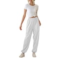 thumbnail image 3 of Qarigey Pantalones de mujer Pantalones de yoga elásticos de cintura alta Pantalones de chándal deportivos de entrenamiento, blanco, S Prendas para la parte inferior del cuerpo Blanco XL Qarigey AP003411-04, 3 of 6