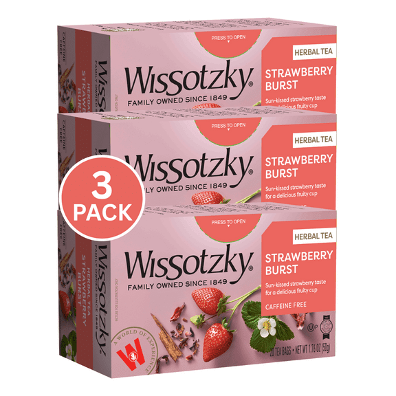 Kosher Wissotzky Strawberry Burst Tea 20 ct, Pack of 3