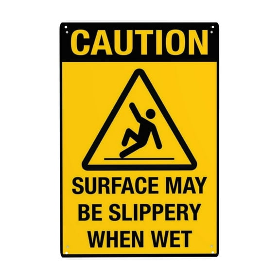 Surface May Be Slippery When Wet Tin Sign Warning Metal Sign Vintage Sign Wall Decor for Home Farm Bar Coffee Shop Club Decoration 8x12 Inch