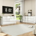 thumbnail image 3 of Blotout Black Malm Dresser for Bedroom, 63" Long Dresser Full High Gloss Dresser with 8 Drawers, Large Wood Chest of Drawer Handle Free, Dresser for Bedroom, Living Room, Entryway, Hallway, White, 3 of 7