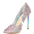 thumbnail image 4 of Steve Madden Various Rainbow Sexy Stiletto Rhinestone Embellished Spike Pumps (RAINBOW, 7.5), 4 of 9
