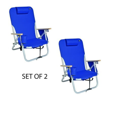 Deluxe 4 pos Aluminum Backpack Chair with Drink Holder/Dry Cell Pouch - 2 Chairs