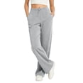 thumbnail image 4 of ZHYou No Boundarie Straight Leg Sweatpants for Women Drawstring Elastic High Waist Loose Fit Trousers with Pockets,Gray,Size M, 4 of 6