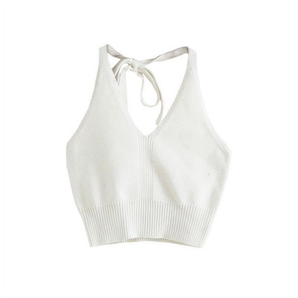 Txlixc Mujer Color Sólido Cuello En V Sin Mangas Halter Tops Hombro Chaleco Txlixc Sexy