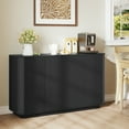thumbnail image 1 of MARNUR Sideboard Buffet Cabinet, Storage Cabinet 55"W with Adjustable Shelves, Anti-Tip, Easy Clean Top, Stylish Wave Style, Black, 1 of 11
