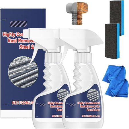 Fmxomd Highly Concentrated Steel Rust Remover Rust Remover for Steel/Iron Powerful Rust Stain Remover for Tools Stainless Steel Automotive Parts Fast Acting Rust-120ml (2 PCS)