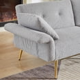 thumbnail image 4 of Newboti Furniture Modern Teddy Upholstered Accent Loveseat Sofa With Side Pocket,Folding Sleeper Sofa Bed With Foldable Armrest , Adjustable Backrest and Golden Metal Legs for Living Room,Grey BN.186, 4 of 12