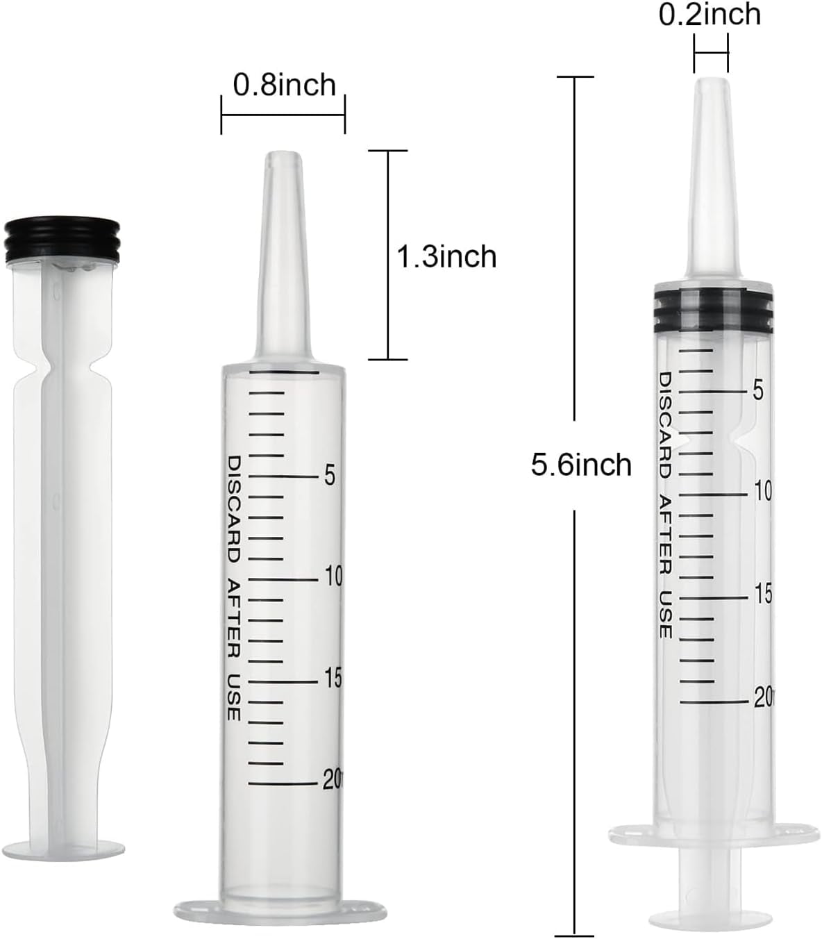 Plastic Syringes for Liquid, 20ml Syringes Without Needle & Individually Sealed, Syringes for Measuring,Lip Gloss, Liquid Refilling, DIY Crafts, Feeding Pets, Scientific Labs,50 Pack