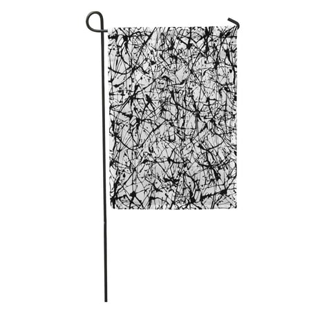 SIDONKU Pattern Ink Brush Strokes Abstract Black Line Swatch Splash Splat Garden Flag Decorative Flag House Banner 28x40 inch