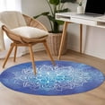 thumbnail image 4 of Round Rug 3.3Ft Washable Non-Slip, Boho Flowers Circle Area Rugs for Living Room Bedroom, Blue Floral Bohemian Vintage Country Indoor Floor Mats Carpet Runner for Home Decor Aesthetic, 4 of 8