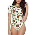 thumbnail image 2 of Picia Cute Bear Womens One Piece Swimsuits Modest Tummy Control Bathing Suits Lace Up Slimming Swim Suit-Small, 2 of 9