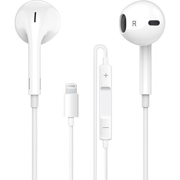 Apple Audífonos con Cable, Auriculares Lightning para iPhone con Micrófono Integrado y Control de Volumen Estéreo HiFi Compatibles con iPhone 14/13/12/11/XR/XS/X/8/7/SE