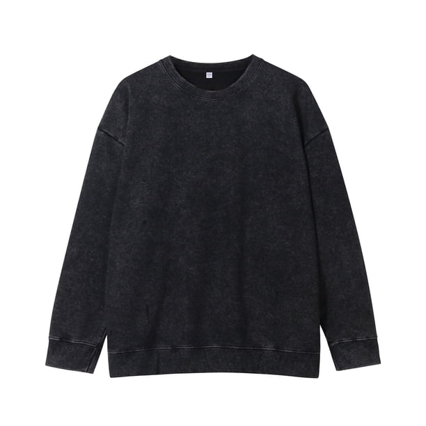 pstuiky camisetas de manga larga para hombre, Blusa con capucha y cuello redondo de algodón grueso de color liso para hombre Tops de talla grande para hombre s