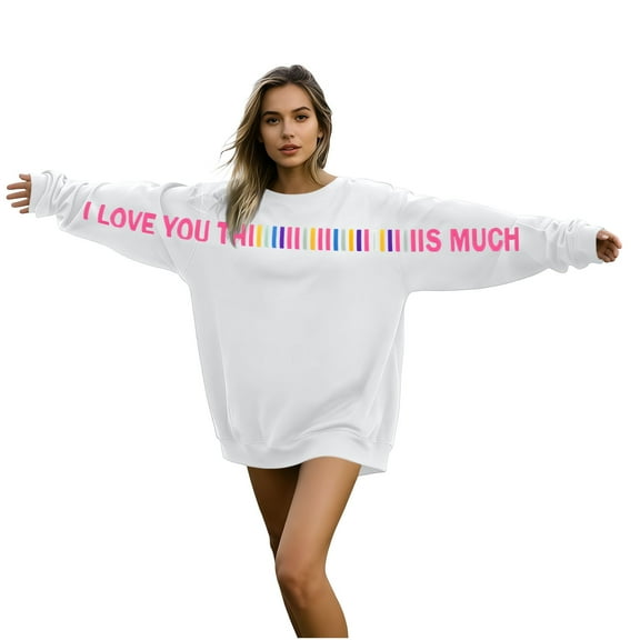"I Love You This Much" Valentine's Matching Couples Swaetshirts Fleece Pullover Hoodie Loose Fit Casual Letter Print Graphic Hoodies Men Women Streetwear Fashion Trendy Tops Loungewear