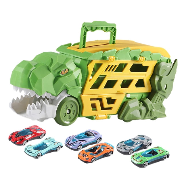 Camión de transporte de dinosaurios Strade Fareast Limited figura de dinosaurio con 6 coches verde