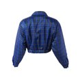 thumbnail image 3 of A2Y Women's Cropped Front Two Pocket Snap Quilted Padding Bomber Jacket Royal Plaid M, 3 of 3