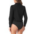 thumbnail image 3 of INSPIRE CHIC Leotard Shirt for Women's Collared Business Casual Button Down Long Sleeves Bodysuit Top M Black, 3 of 6