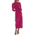 thumbnail image 3 of ZAXARRA Femmes Velours Midi Bodycon Robe Couleur Unie V-Cou Tie-Up Robe à Manches Longues Printemps Automne Soirée Robe de Soirée, 3 of 5
