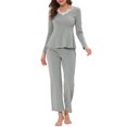 thumbnail image 2 of INSPIRE CHIC Women's Sleepwear Pajama Soft Knit with Lace Stretchy Nightwear Lounge Sets XS Gray, 2 of 4
