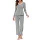 thumbnail image 2 of INSPIRAR CHIC Pijamas de Mujer Suave de Punto con Encaje Conjuntos de Ropa de Noche Elásticos Talla XS Gris, 2 of 4