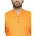 thumbnail image 2 of eloria Indian Traditional Orange Thread Work Solid Cotton Blend Kurta For Men's, 2 of 7