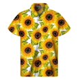 thumbnail image 3 of Camisa con estampado 3D de girasoles a la moda para hombre, camisas hawaianas con estampado floral, blusa de manga corta con botones y solapa de estilo urbano para mujer, 3 of 5
