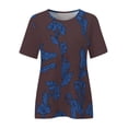 thumbnail image 4 of Pompotops T-Shirt Décontracté à Col Rond pour Femmes, Imprimé Floral, Manches Courtes, Mode Douce, Blouse Décontractée pour Femmes, 4 of 5