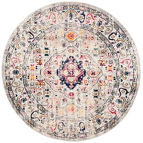 SAFAVIEH Madison Trenton Vintage Traditional Area Rug, Grey/Blue, 3' x 3' Round