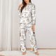 thumbnail image 2 of Fotbe Coffee Conjunto de Pijama de Manga Larga para Mujer con Estampado, Ropa de Dormir de 2 Piezas, Conjunto de Casa Suave y Cómodo con Bolsillos-Medium, 2 of 7