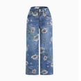 thumbnail image 7 of CALAFEBILA Womens Straight Leg Jeans Fashion Full-Length High Rise Jeans for Women Floral Printed Elastic Denim Trousers Loose Womens Jeans Stretchy 2023, 7 of 7