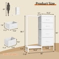 thumbnail image 6 of HIGDBFE 4 Drawers Dresser with Clothes Rack, Small Bedroom Organizer, 44''H Fabric Dresser with Hanging Rod, White, 6 of 10