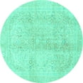 thumbnail image 1 of Ahgly Company Machine Washable Indoor Round Abstract Turquoise Blue Modern Area Rugs, 6' Round, 1 of 4
