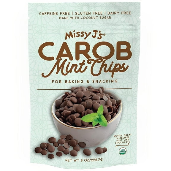 Missy J’s Organic Mint Carob Chips Gluten-Free Snacks Healthy Desserts for Baking & Snacking 1 Pack