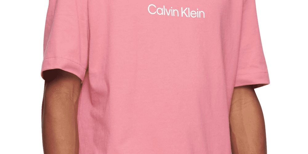 Crewneck Standard Calvin Men\'s Relaxed Size Klein Pink Fit T-Shirt XX-Large Logo