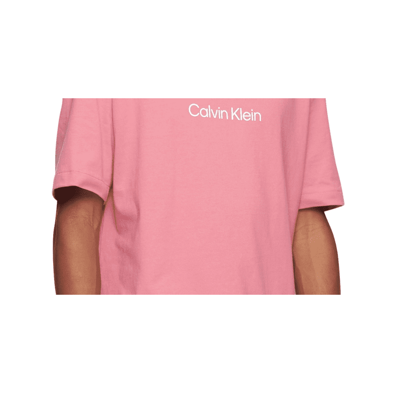 Calvin Klein Men\'s Relaxed Size T-Shirt XX-Large Fit Standard Pink Crewneck Logo
