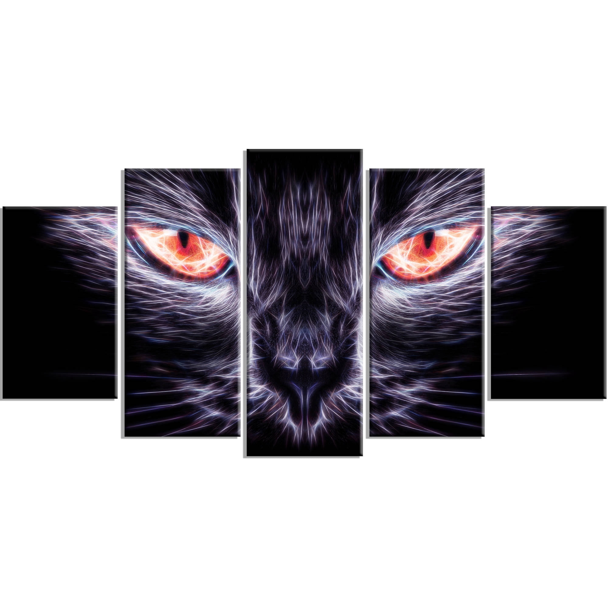 Design Art Cat Eyes, Animal Art on Canvas, 5 Panels, 60" x 32"
