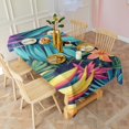 thumbnail image 3 of Colorful Tropical Leaf Pattern Rectangle Tablecloth 60"x120",Waterproof Polyester Rectangle Table Cloth, Wipeable Spillproof Polyester Tablecloth for Dining, Camping, Indoor and Outdoor, 3 of 6