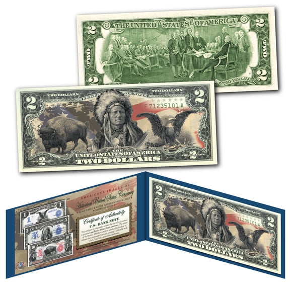 Americana Images of Historical U.S. Currency $2 Bill * BISON - INDIAN - EAGLE *
