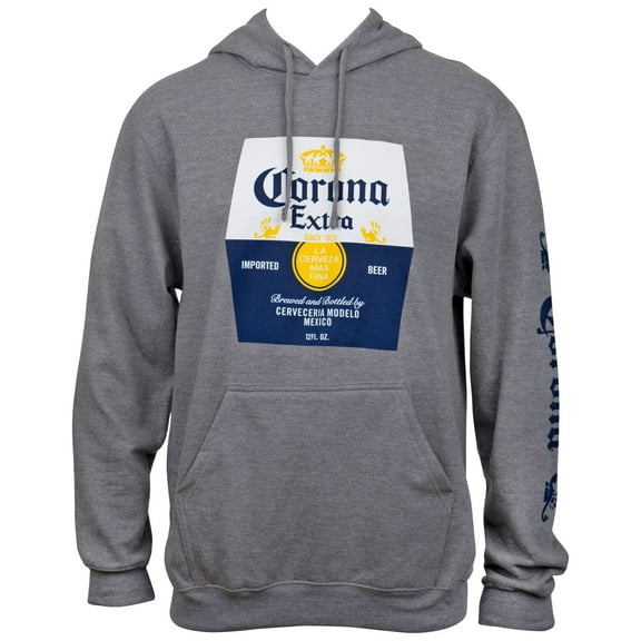 Corona Extra Beer Label Grey Hooded Sweatshirt With Sleeve Print-Medium