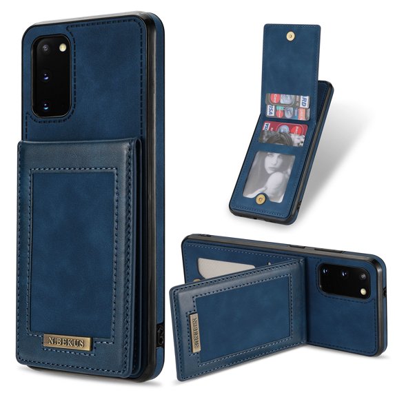 for Samsung Galaxy S20 FE Wallet Case with Card Holder, Faux Leather Kickstand Card Slots Case, RFID Blocking Magnetic Shockproof Protective Slim Back Flip Phone Case for S20 FE 6.5",Blue