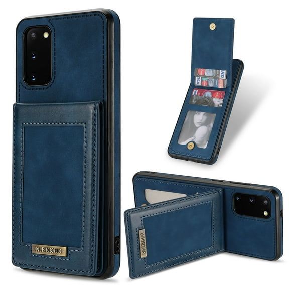 for Samsung Galaxy S20 FE Wallet Case with Card Holder, Faux Leather Kickstand Card Slots Case, RFID Blocking Magnetic Shockproof Protective Slim Back Flip Phone Case for S20 FE 6.5",Blue
