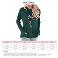 thumbnail image 4 of Camiseta de mujer Patrón de sombrero de Navidad Manga de hombro caído Cuello redondo Top informal con bolsillo Verde L, 4 of 4