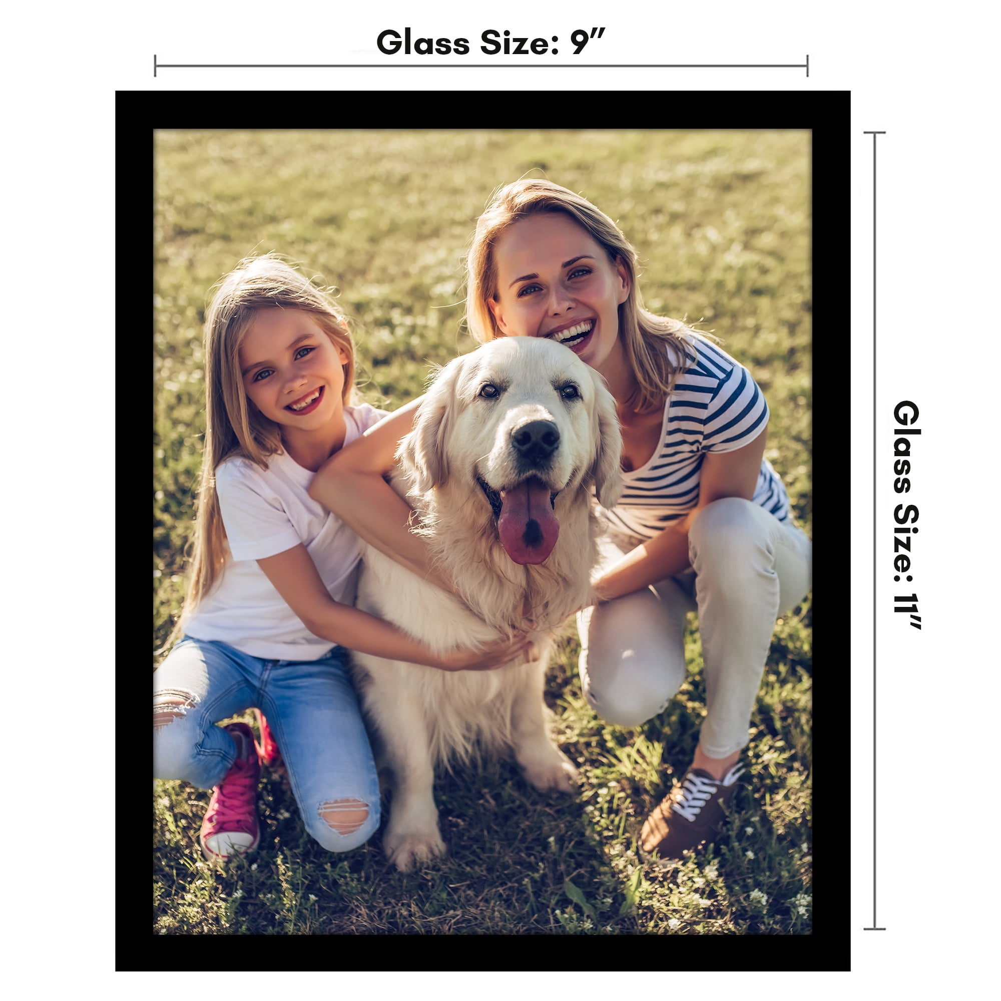 Americanflat 9x11 Picture Frame with Shatter-Resistant Glass Streamline Collection Thin Border Photo - Black