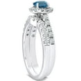 thumbnail image 4 of Pompeii 1 1/4ct Cushion Halo Blue Diamond Engagement Ring Set 14K White Gold (G/H,I1), 4 of 4