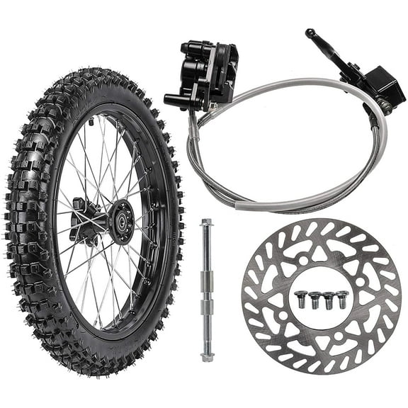 Off-Road 70/100-17 Front Tire and Inner Tube with 1.6x17 Rim, 15mm Axle, 210mm Brake Rotor & Brake Master Cylinder for Dirt Pit Bike 125cc 140cc 150cc 160cc Taotao Apollo YX85 KX85