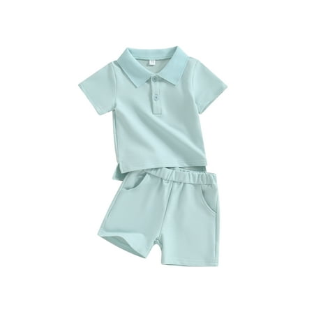 

Bslissey Toddler Baby Boys Girls Casual Shorts Set Short Sleeve Turn-down Collar T-shirt + Elastic Waist Shorts 6M 12M 18M 24M 3T Infant Summer 2Pcs Solid Color Outfits