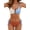 Blue-Orange, variant on Womens 2 Piece Bikini Sets Cheeky High Cut Bathing Suit Color Block Textured U-Wire Swimsuits Pink L